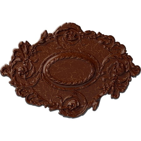 Ekena Millwork Kinsley Flowing Leaf Ceiling Medallion, 30 3/8"W x 20 3/4"H x 1"P, Burnished Mahogany Crackle CM30KIBMC